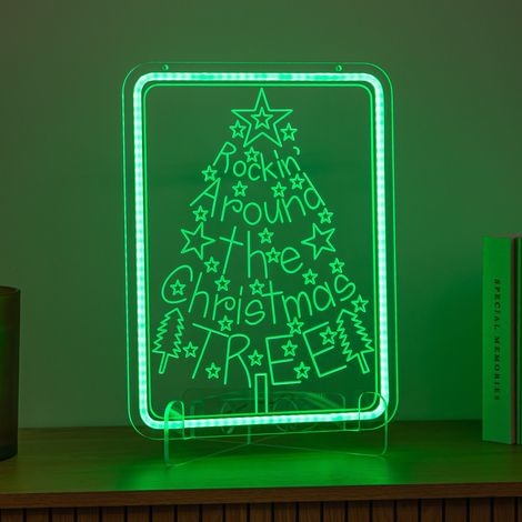 40cm USB Powered Green Neon Rockin' Around the Christmas Tree LED Sign (1/5)