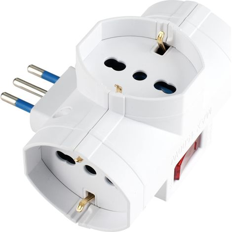 Adattatore Multisize con 3 prese Schuko Bianco (1/5)