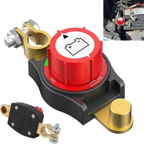 Interrupteur d'isolateur de batterie 12V-48V, Interrupteur de déconnexion de batterie Interrupteurs de coupure de puissance pour voiture, camion, moto, véhicule, RV, (négatif, allumé / éteint)