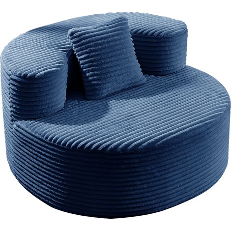 Fauteuil pouf en velours côtelé 112x105x59 cm pour adultes et adolescents avec coussin amovible, rembourrage en mousse haute densité (1/5)