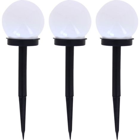 Un ensemble de 3 lampes LED solaires, perles LED, lumières colorées, rondes. (1/5)