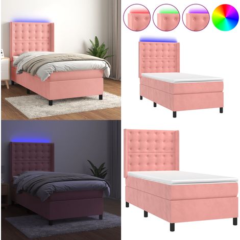 Boxspringbett mit Matratze & LED Rosa 80x200 cm Samt - Boxspringbett - Boxspringbetten - Home & Living (1/5)