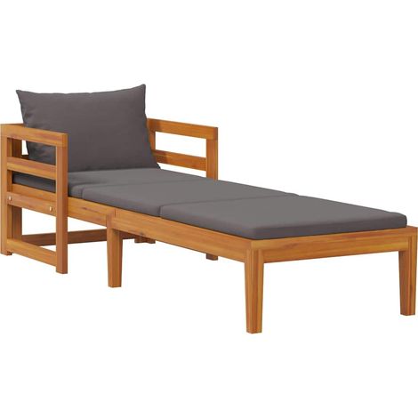 vidaXL Tumbona con cojines gris oscuro madera maciza de acacia (1/2)