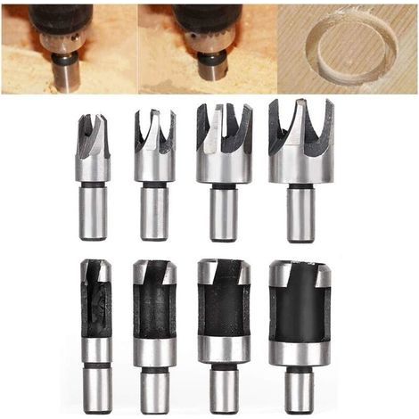 Juego de brocas de acero al carbono para cortar tapones de madera, de 10 mm de diámetro. (1/5)