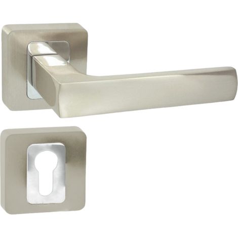 DOMINO Poignée de porte MAFF QR M6/M9 PZ Poignée avec plaque PZ pour cylindre profilé Chrome/nickel brillant (1/5)