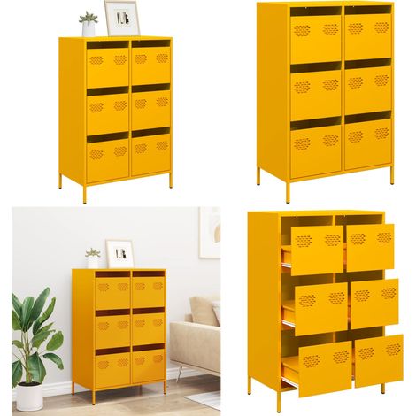 Aparador acero amarillo mostaza 68x39x101,5 cm - Aparador mostaza - Aparador decorativo