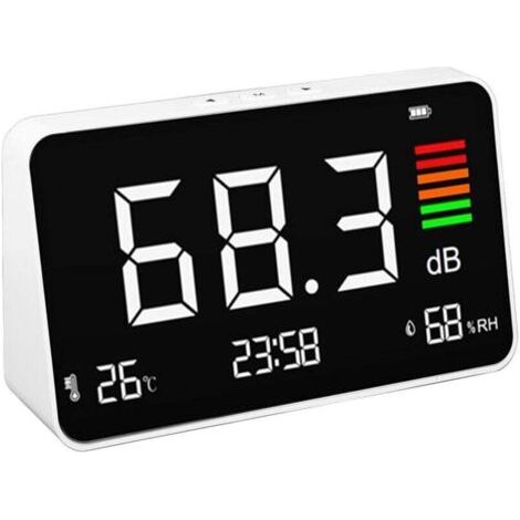 QORVA-Sonomètre numérique 3 en 1 avec affichage de la température et de l'humidité, écran LED pour la maison, la chambre, la bibliothèque et le bureau XXW (1/4)