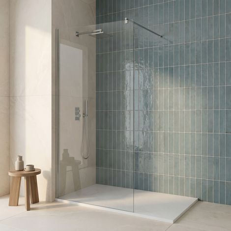 Paroi de douche Walk-In 120 cm – Ceramia Essential – Verre 8 mm – Profilé Chromé (1/2)