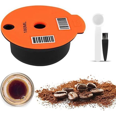 Dosettes De Cafe, Filtre A Cafe Reutilisable, Capsule De Cafe En Plastique Rechargeable Avec Cuillere Pour Machine A Cafe Bosch Tassimo, 180 Ml (1/5)
