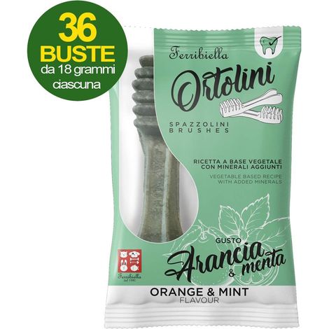 Snacks pour chiens Ortolotti goût orange et menthe 36 mini paquets de 2 chacun (1/3)
