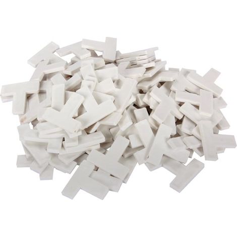 Toolland Lot de 100 croisillons autonivelants en T, plastique, blanc, espacement 10 mm (1/2)