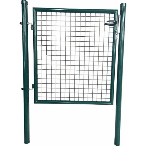 Werka Pro – Portillon grillagé en fer galvanisé – Hauteur 1m – Maille 5cm – Poteaux diamètre 6cm – Équipement complet avec serrure et clés