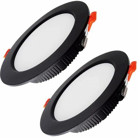 2 faretti da incasso a LED ultrapiatti neri, faretti da incasso a soffitto a LED rotondi da 5 W, IP44