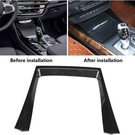 Getränkehalterblende aus Kohlefaser für BMW X5 E70 2008-2013, Carbon-Optik, Auto-Innenausstattung, Schutz und Dekoration, 2-teiliges Set. (1/5)