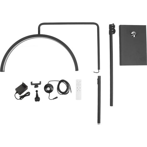 Lampe sur pied LED 40W 22 pouces pour cils et ongles, réglable 2700K-5600K, forme demi-lune noire, tatouage sourcils, prise UE 100-240V (1/5)