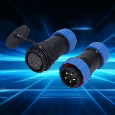 Connecteur étanche SP28 pour l'aviation (IP68), mâle/femelle, 380 V, 25 A, 5 broches. (1/5)