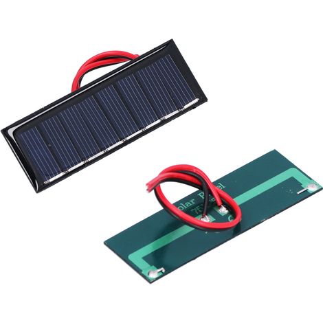 Lot de 2 panneaux solaires 0,2 W 4 V avec fil électronique, plaque solaire en polysilicium pour applications scientifiques, 75 x 25 mm (1/5)