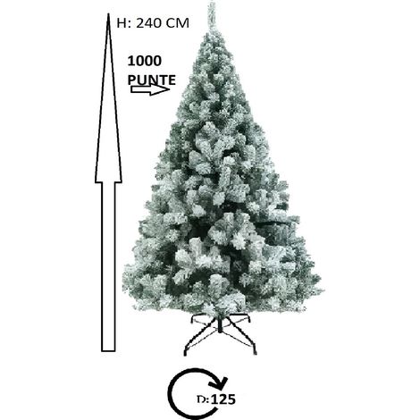 Albero di natale innevato bianco neve CM 150- 180-210-240 apertura ad ombrello artificiale  pino ignifugo casa ufficio condominio - MISURA: 240 CM