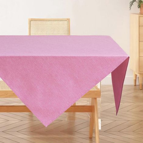Nappe lavable 80x80cm aspect lin, imperméable, résistant aux rayures, rose