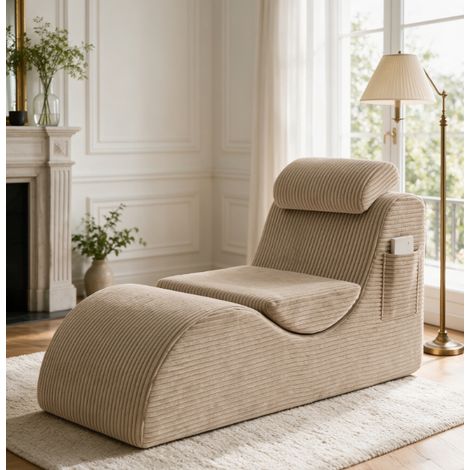 Fauteuil contemporain 1 place ergonomique, mousse HR à récupération rapide, housse amovible, poche, 200kg, 160x66x79cm, gris velours (1/5)