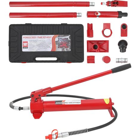 Kit Porte-Puissance Hydraulique Polyvalent, Cric Hydraulique Portable pour Châssis Auto, Garage, Camion, Agriculture, Coffret Robuste, Vérin, Coffret De Rangement