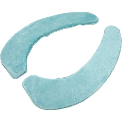 Lot 2 Housse de Siège Toilettes Flanelle Douce Confortable Lavable Auto-Adhésive Coussin de WC Bleu Clair (1/5)