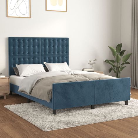 Cadre de lit sans matelas-Structure de lit bleu foncé 140x190 cm velours 637657 (1/5)