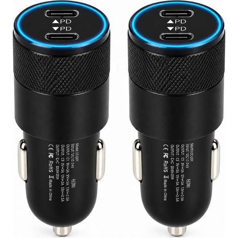Chargeurs de voiture doubles PD 30 W, chargeur allume-cigare USB-C à double port, prise allume-cigare USB-C, charge rapide allume-cigare USB pour tous les appareils (1/5)