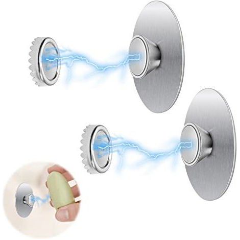 Lot de 2 porte-savons magnétiques en acier inoxydable, fixation murale sans perçage, pour salle de bain et cuisine. (1/5)