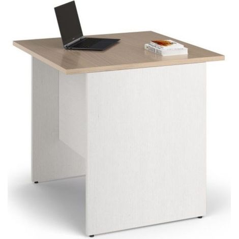 Scrivania per ufficio 80x80x74H olmo e bianco frassinato Ibisco – Made in Italy