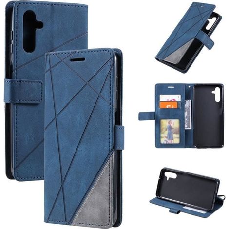 Coque pour Samsung Galaxy A34 5G 6.6\",Housse téléphone en Cuir PU Flip Portefeuille Magnétique case,avec Fonction Support,Bleu (1/4)