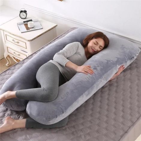 Oreiller Grossesse Forme U - Support Total Corps - Pour Dormir Lire Allaiter - 1 Pièce (1/4)
