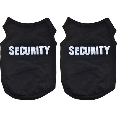 2X Abbigliamento invernale per animali domestici: gilet per cani e gatti, maglietta, cappotto, vestito, maglione, "SICUREZZA", nero, taglia M