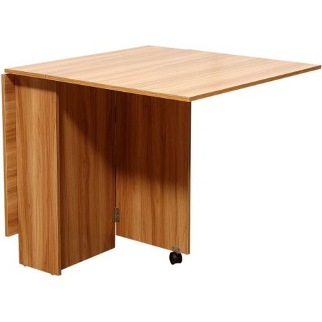 EASYCOMFORT Tavolo da Pranzo Pieghevole e Moderno con 2 Ripiano Aperti, Tavolo da Cucina e Sala da Pranzo, 140x80x74cm, Color Legno