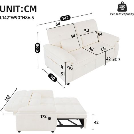 Modulares Ecksofa aus Chenille in Beige 142 x 90 x 86.5 cm HOMAIRE (1/5)