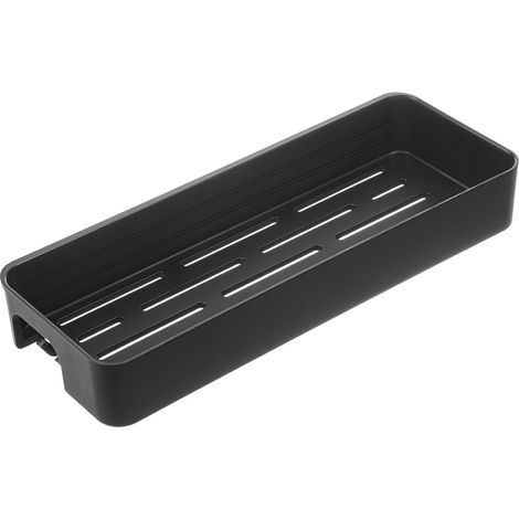 Étagère de salle de bain Apo - Noir - 43 x 28 x 108 mm - Bord de protection - Trous de drainage (1/4)