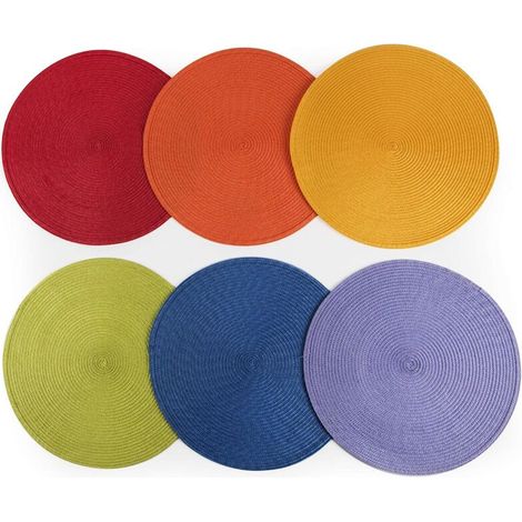 Bardusch-Round Lot de 6 Sets de Table, Polypropylène, Multicolore, Diametro 36 cm (1/5)