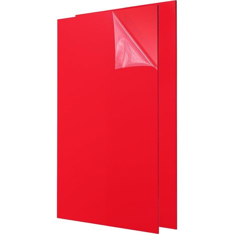 2Pcs Feuilles Acryliques 12x8 Pouces Panneau Acrylique 1/8 Pouce-3mm Planche Plastique pour Cadres Photos Porte-Signaux Projets DIY Affichage Artisanat, Rouge (1/5)
