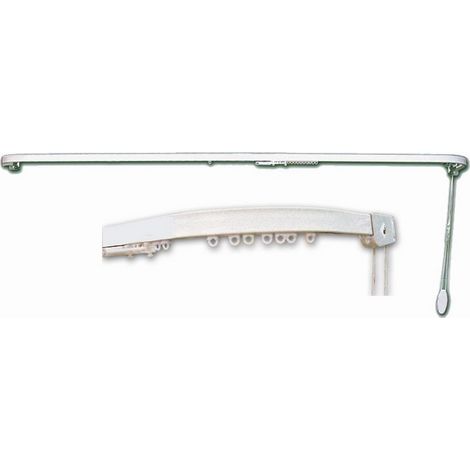 Scorritenda Binario tenda a corda in Alluminio con Curve Bianco 160 cm (1/2)