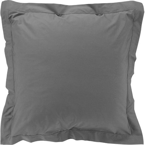 Lot de 2 Taie d'oreiller en Coton 63 x 63 cm 100% percale coloris Anthracite certifiée Oeko-Tex (1/2)