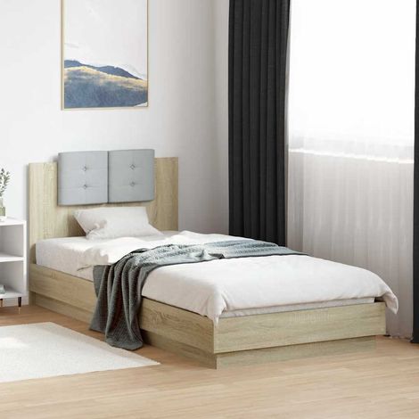 Cama con cabecero madera de ingeniería roble  90x200 cm