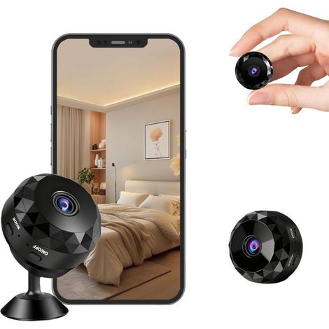 KLVGTIFS PU - Mini Camera Wifi Interieur Sans Fil, HD 1080p Camera Exterieur Sans Fil, Application Mobile (Ios/Android), Intérieur/Extérieur,Noir (1/5)