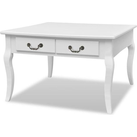 vidaXL Tavolino da Salotto con 4 Cassetti Bianco (1/5)