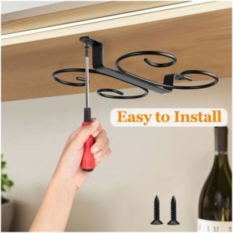 2 Range-verres, suspension sous meuble, capacité 4 verres, installation sans outil, pour cuisine (1/5)