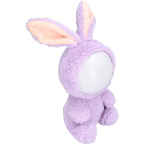 Lampe de chevet LED en forme de poupée, motif lapin violet, idéale pour décorer le lit et créer une ambiance chaleureuse. Dimensions : 145 x 125 x 355 mm. (1/5)