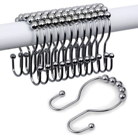 12 crochets pour rideau de douche, joint de rideau de douche antirouille (1/5)
