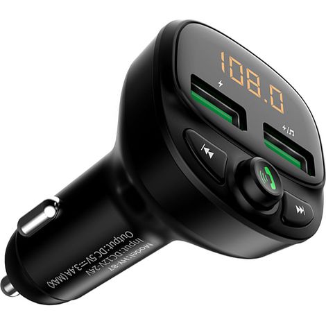 Chargeur Allume-Cigare Voiture USB Double Port Bluetooth Appel Mains Libres QC3.0 Recharge Rapide (1/5)