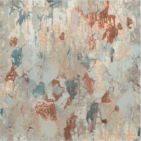 Stone tile wallpaper wall Profhome 379541 non-woven wallpaper slightly textured stone look matt grey red blue beige 5.33 m2 (57 ft2) (1/5)