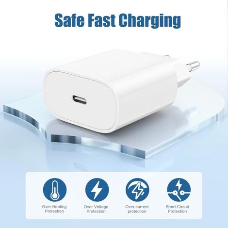 Chargeur iPhone 15 16 17, 20W USB C Chargeur Rapide 2M Câble C to C pour iPhone 17/17 Pro/16/16 Pro Max/15 Pro/15 Plus iPad Pro 12.9/11 inch, Air 5 4, Samsung Galaxy,Adaptateur Secteur (1/5)