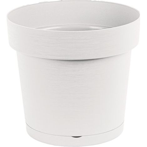Pot de fleurs Melrose Glamour en plastique avec soucoupe, 18 cm, blanc mat (1/5)